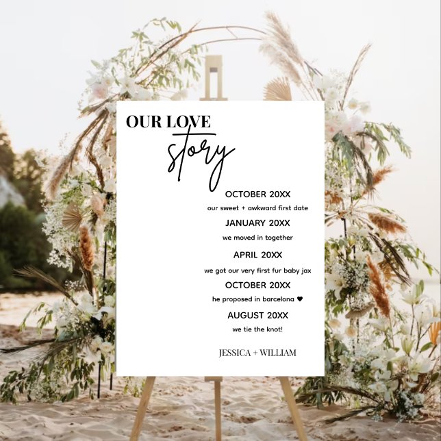 Modern Minimalist Our Love Story Wedding Couple Foam Board (Creator Uploaded)