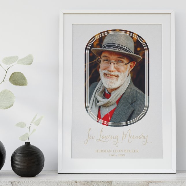 Modern Minimalist Oval Effect Photo Funeral Poster (Creator Uploaded)