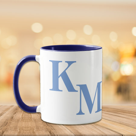 Modern Minimalist Pale Blue Letter Monogram Mug