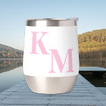 Modern Minimalist Pale Pink Monogram Thermal Wine Tumbler