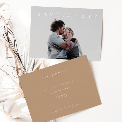 Modern Minimalist Pale Taupe Photo Save the Date