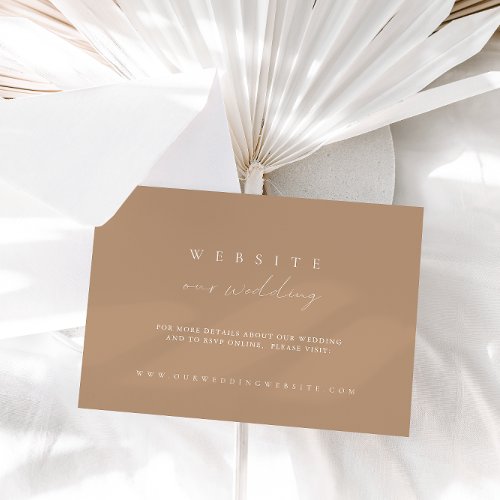 Modern Minimalist Pale Taupe Wedding Website Card