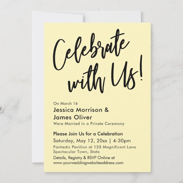 Modern Minimalist Pale Yellow Celebrate with Us! Invitation (Front)