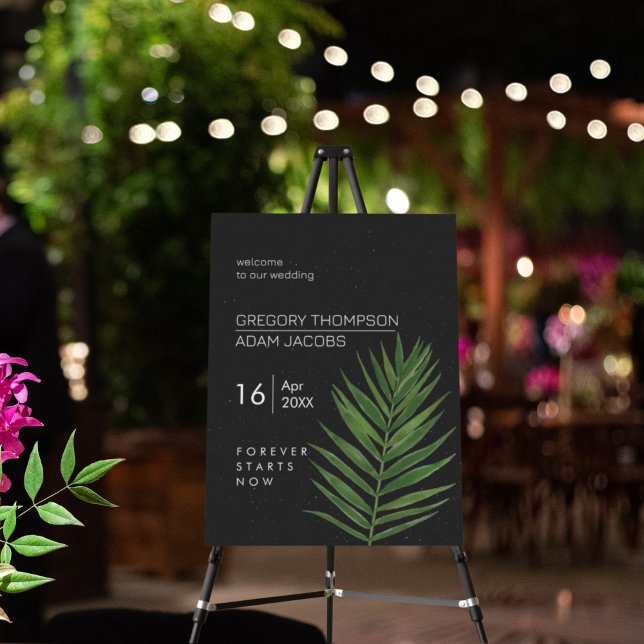 Modern Minimalist Palm Starry Sky Wedding Welcome Foam Board (Creator Uploaded)