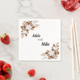 Modern Minimalist Pampas Grass Bouquet Wedding Napkins
