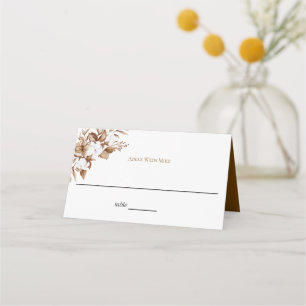 Modern Minimalist Pampas Grass Bouquet Wedding Place Card