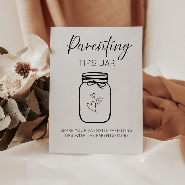 Modern minimalist Parenting tips Jar Baby Shower  Pedestal Sign (Creator Uploaded)