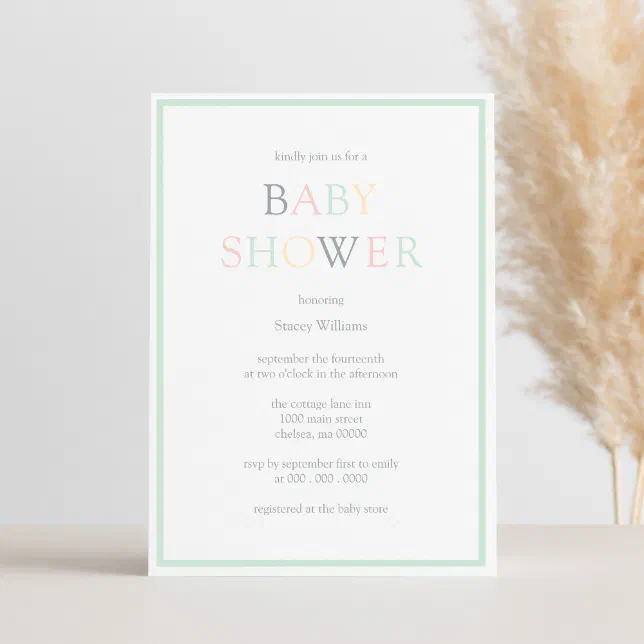 Modern Minimalist Pastel Baby Shower Invitation | Zazzle