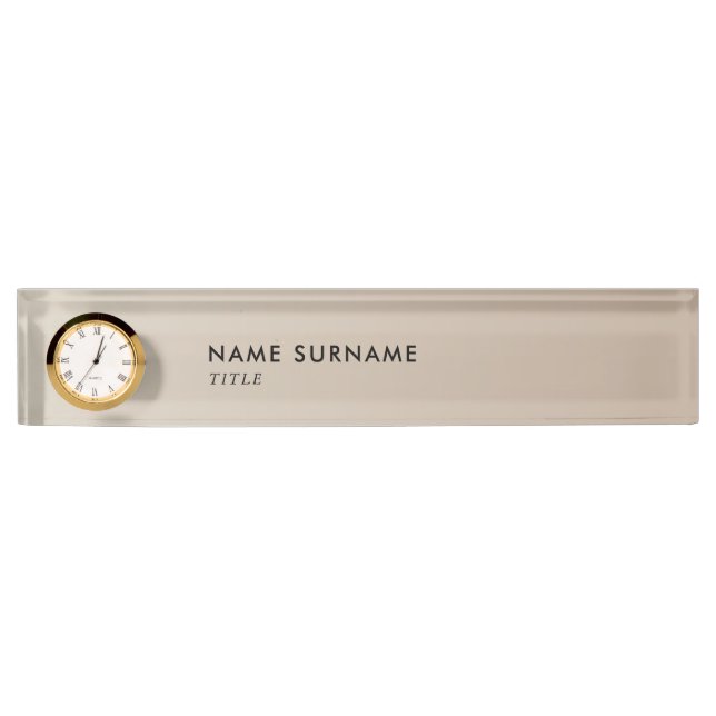 Modern Minimalist Pastel Beige Gradient Luxe Desk Name Plate (Front)