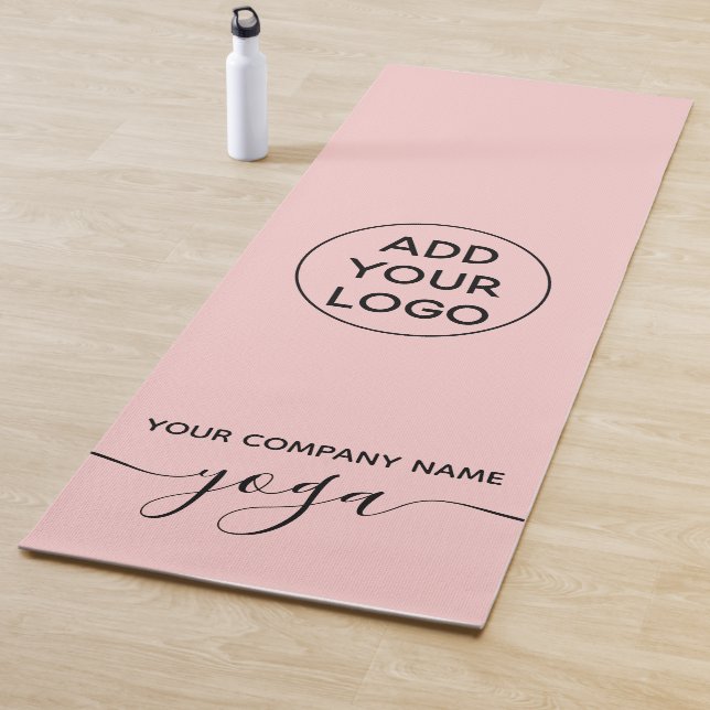 modern minimalist pastel blush pink yoga logo mat (In Situ)