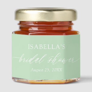 Modern Minimalist Pastel Green Bridal Shower Honey Jar Favors