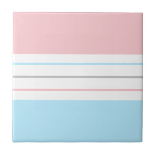 Modern Minimalist Pastel Pink Blue Lines Ceramic Tile