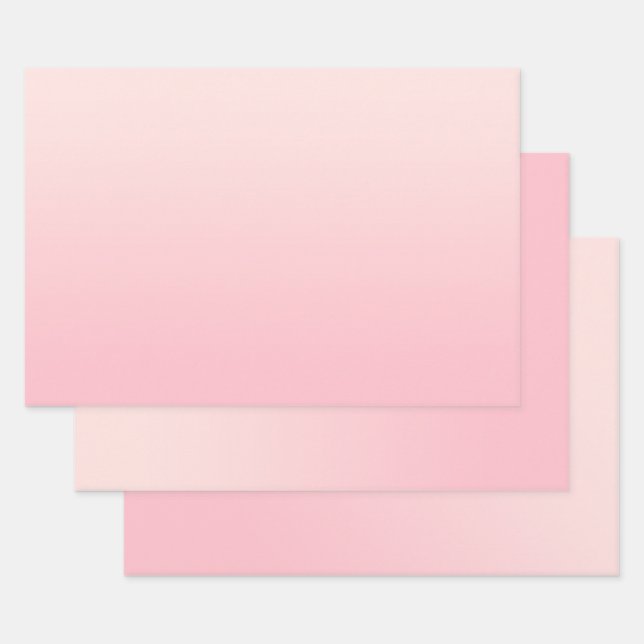 Modern Minimalist Pastel Pink Gradient Wrapping Paper Sheets (Set)