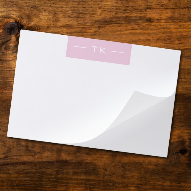 Modern Minimalist Pastel Pink Monogram initials Paper Pad (Creator Uploaded)