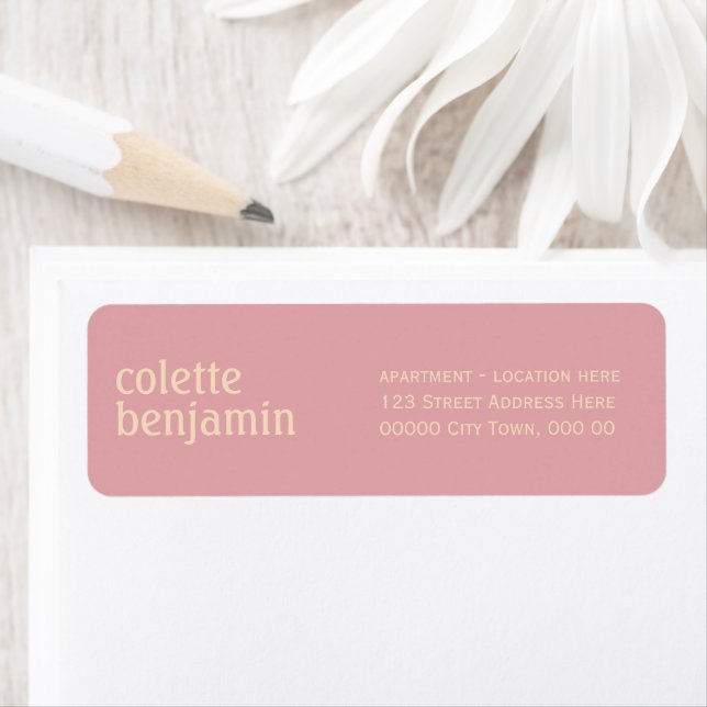 Modern Minimalist Pastel Pink & Pale Peach Address Label (Insitu)
