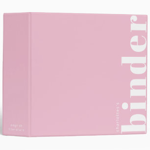 Modern Minimalist Pastel Pink Simple Custom 3 Ring Binder