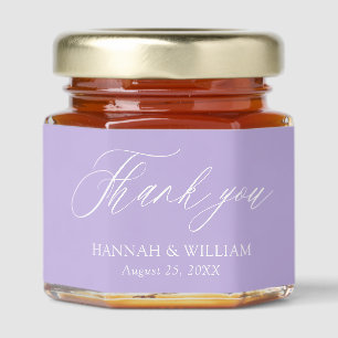 Modern Minimalist Pastel Purple Thank you Wedding Honey Jar Favors
