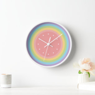 Modern Minimalist Pastel Rainbow Clock