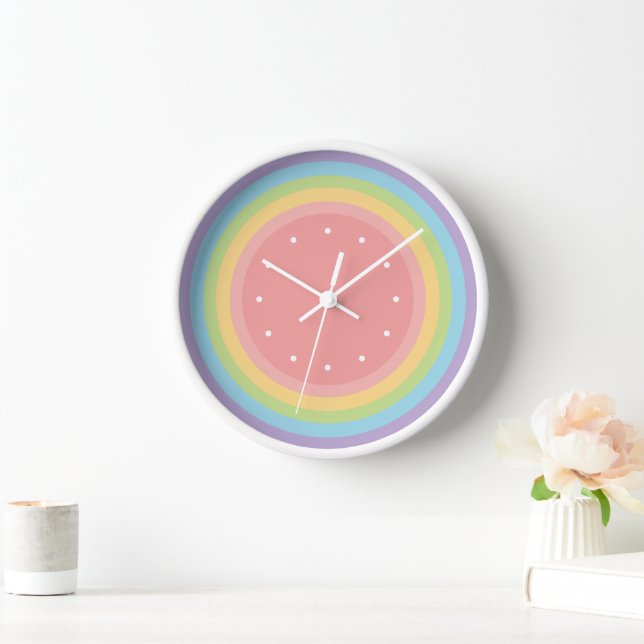 Modern Minimalist Pastel Rainbow Clock (Home)