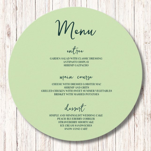 Modern Minimalist Pastel Wedding Table Circle Menu (Creator Uploaded)