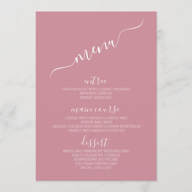 Modern Minimalist Pastel Wedding Table Menu Cards (Front)