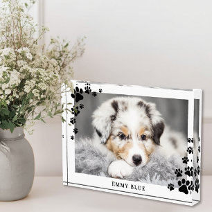 Modern Minimalist Paw Print Dog Pet Photo Block