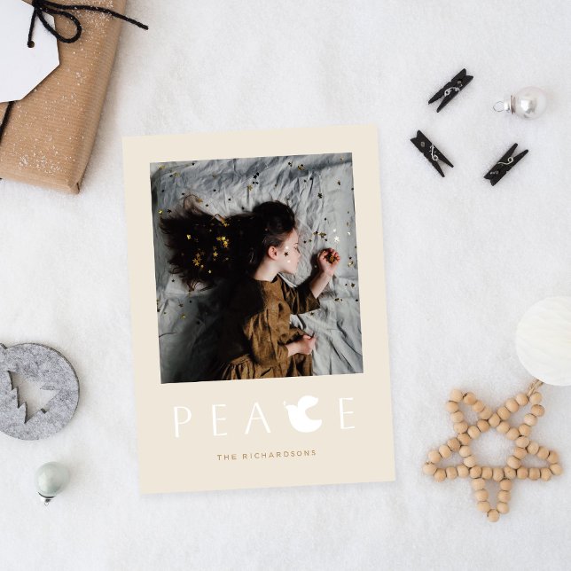 Modern Minimalist Peace Dove Holiday Photo Card (Creator Uploaded)