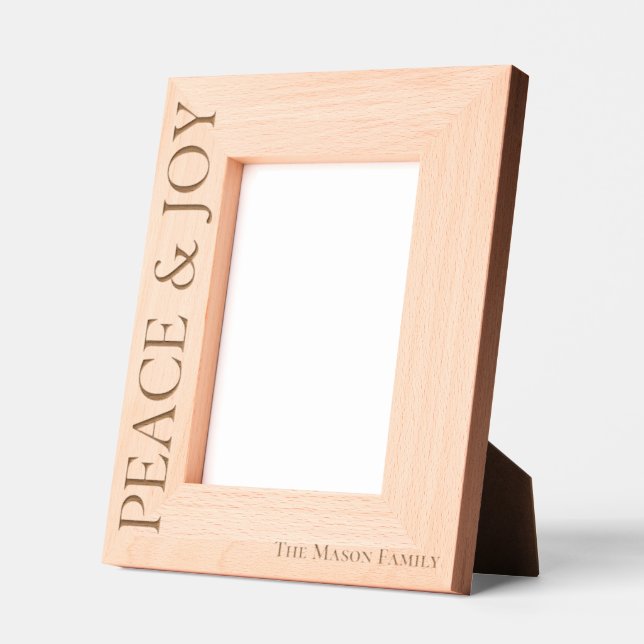 Modern Minimalist Peace & Joy Christmas Laser Engraved Frames (Left)