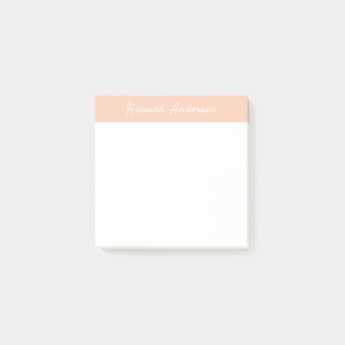 Modern Minimalist Peach Monogram Full Name Post_it Notes