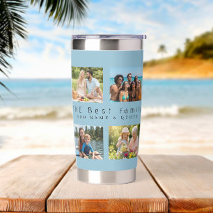 Modern Minimalist Peach Photo Collage Best Family Insulated Tumbler