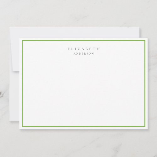 Modern Minimalist Pear Green Single Border     Note Card