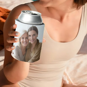 Modern Minimalist Personalized 2 Photo  Can Cooler