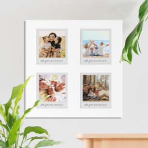 Modern Minimalist Personalized 4 Photo Acrylic Print