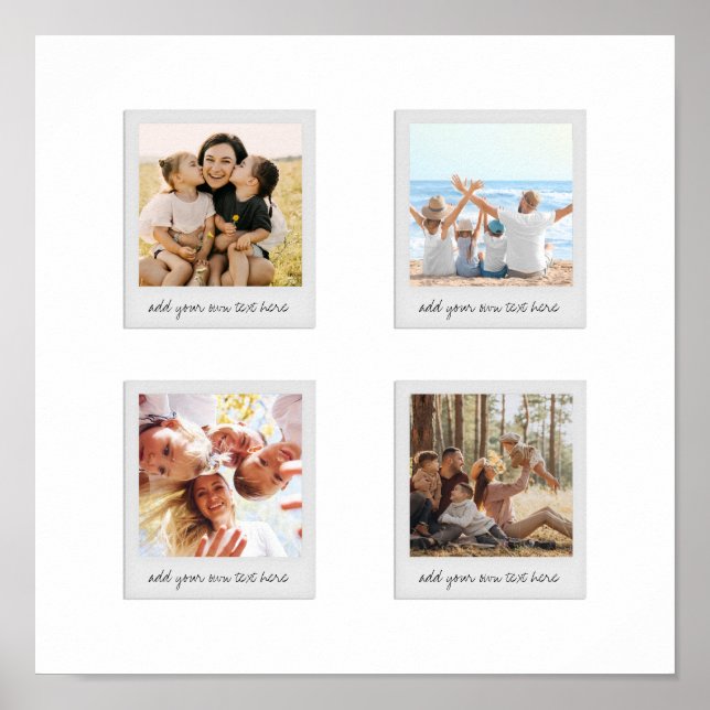 Modern Minimalist Personalized 4 Photo Poster (Front)