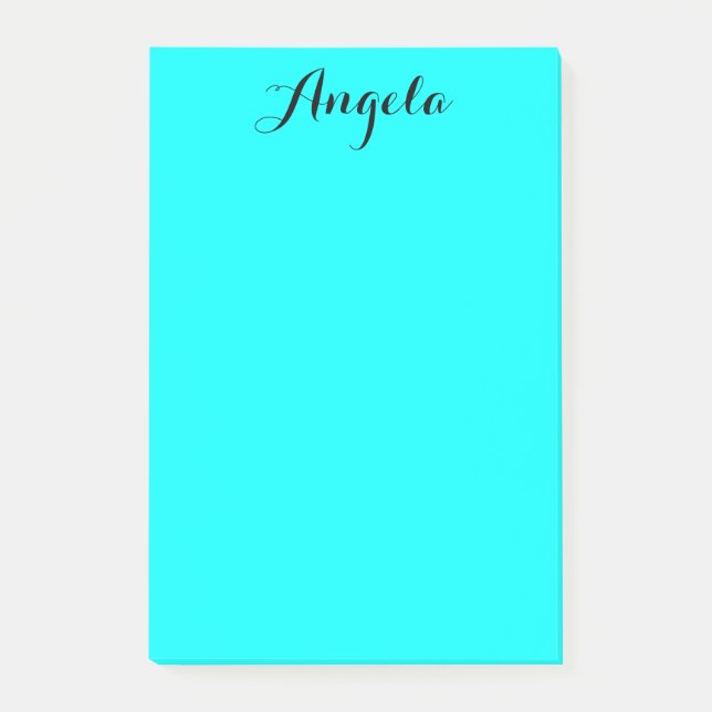 Modern Minimalist Personalized Aqua Post-it Notes (Front)