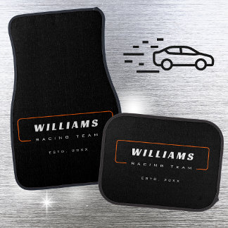 Modern Minimalist Personalized Black Orange Car Floor Mat