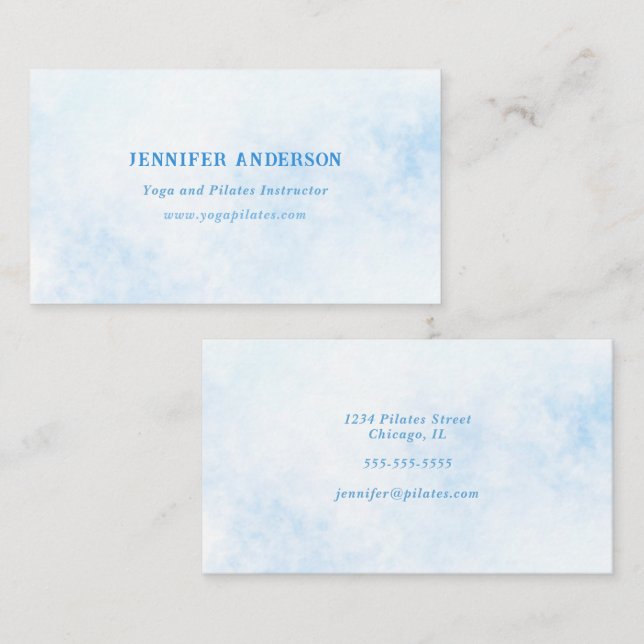 Modern Minimalist Personalized Blue Watercolor Business Card (Front/Back)