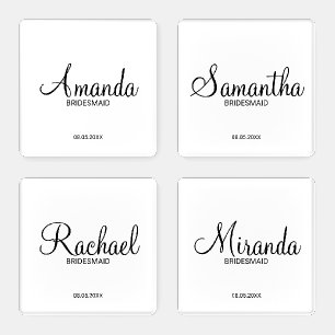 Modern Minimalist Personalized Bridesmaids Coaster Set