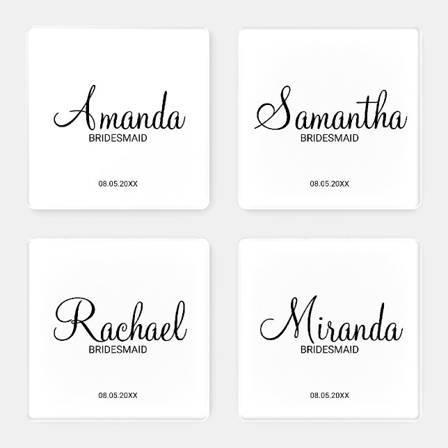 Modern Minimalist Personalized Bridesmaids Coaster Set (Set)