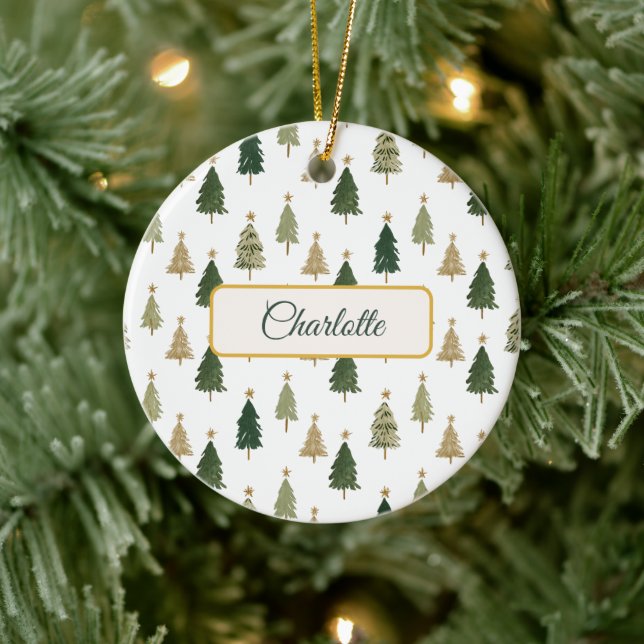 Modern Minimalist Personalized Christmas Ornament (Tree)