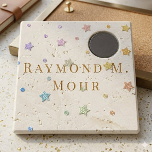 Modern Minimalist Personalized Custom Name Stone Magnet