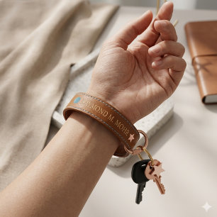 Modern Minimalist Personalized Custom Name  Wrist Keychain
