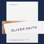 Modern Minimalist Personalized Deep Blue Letterhead<br><div class="desc">Create your own personalized stationery with this stylish letterhead. A combination of minimalist typography on matte white paper gives it a simple yet confident style. The text is printed in a deep blue color and there's a range of other paper textures and weights to choose from. All the text can...</div>