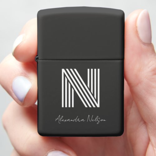 Modern Minimalist Personalized Geometric Monogram Zippo Lighter