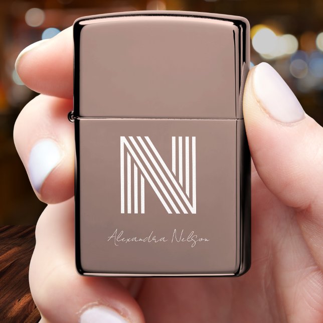 Modern Minimalist Personalized Geometric Monogram Zippo Lighter (Creator Uploaded)