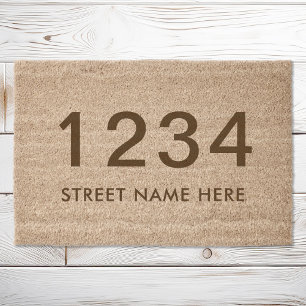 Modern Minimalist Personalized House Number Fiber Doormat