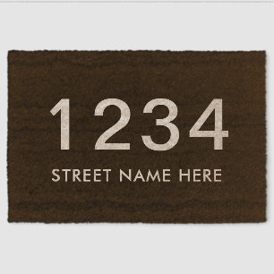Modern Minimalist Personalized House Number Fiber Doormat