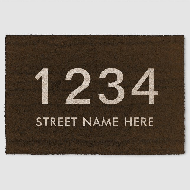 Modern Minimalist Personalized House Number Fiber Doormat (Front)