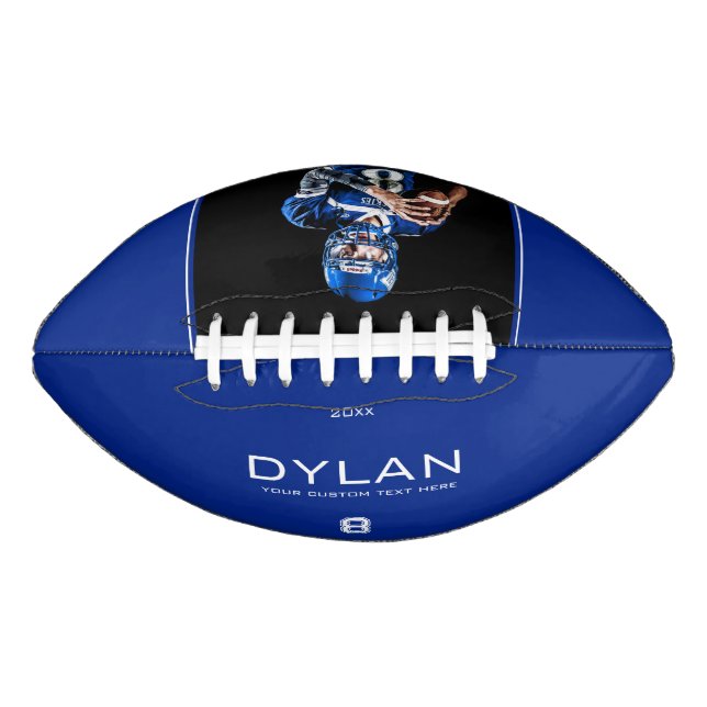 Modern Minimalist Personalized Keepsake Blue Football (Front)