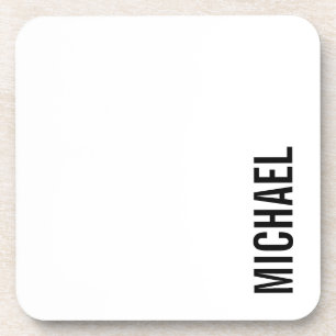 Modern Minimalist Personalized Name Beverage Coaster